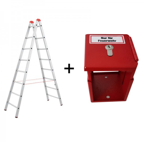 Feuerwehrleiter + Halterung | Sprossenleiter + FLH | Priosafe